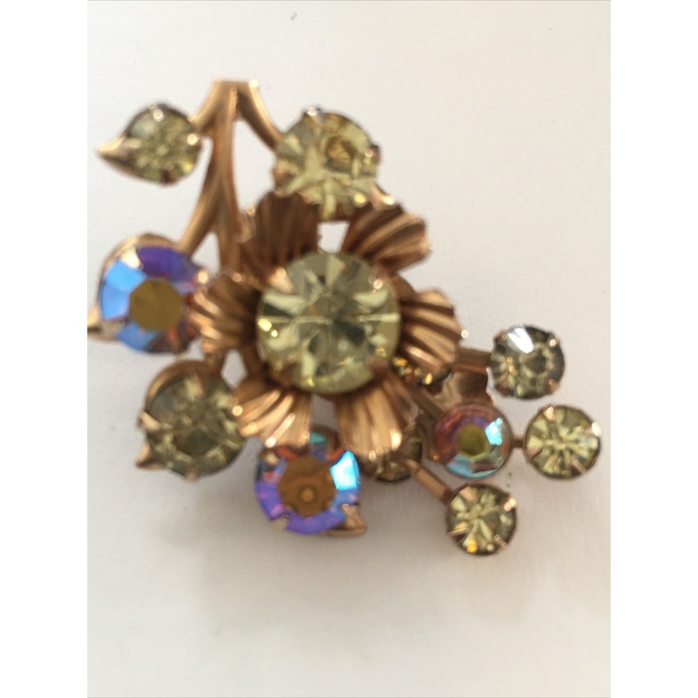 Vintage Juliana D & E Aurora Borealis Rhinestone Clip Earrings DeLizza + Elster